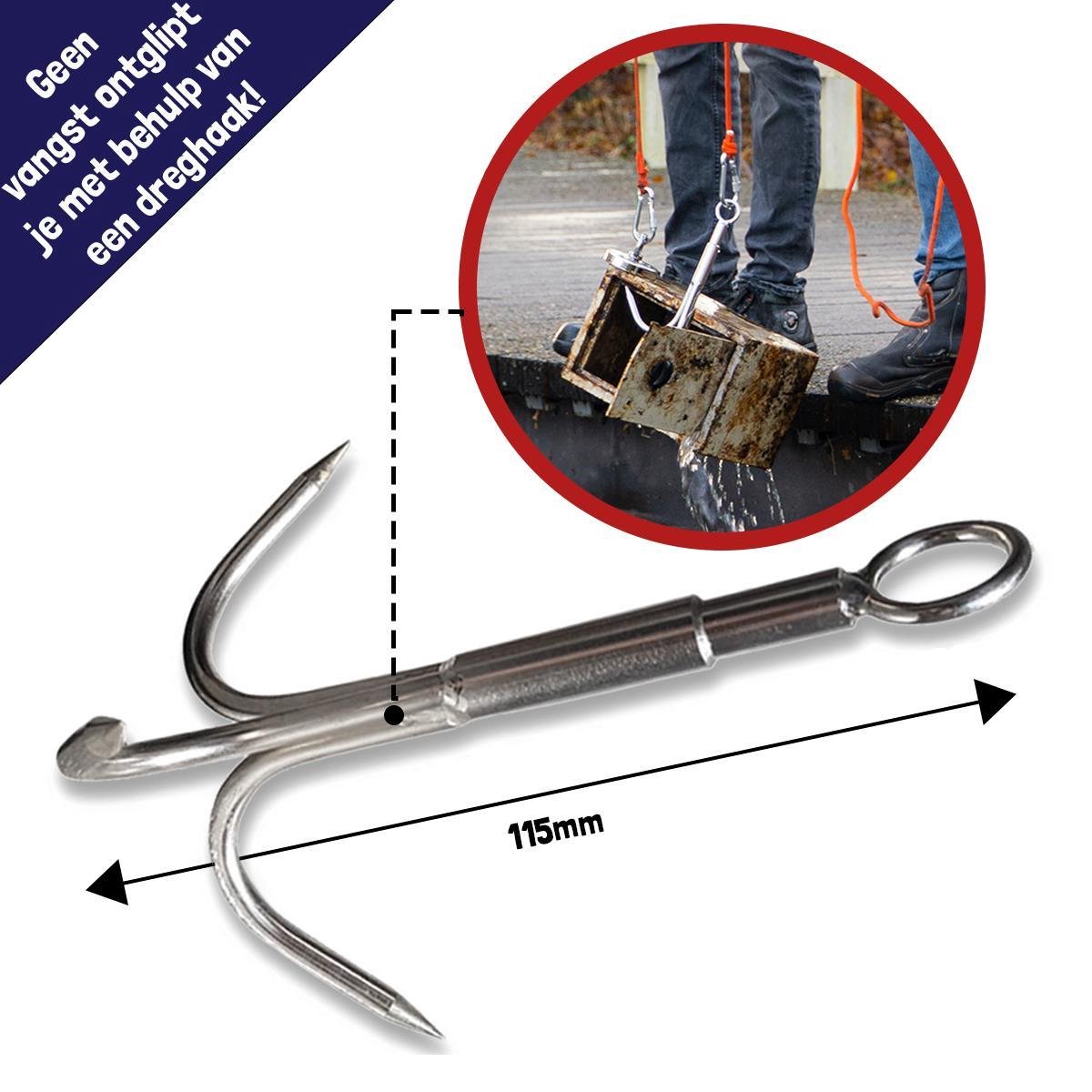 Magfishion - Magneetvissen set – 250 kg – Neodymium Magneet – Donker Oranje Touw (20M) met Karabijnhaak – Handschoenen - Schroefdraadborgmiddel – Oogmagneet Dubbelzijdig - 75 mm