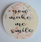 Muurcirkel wandbord "You make me Smile"