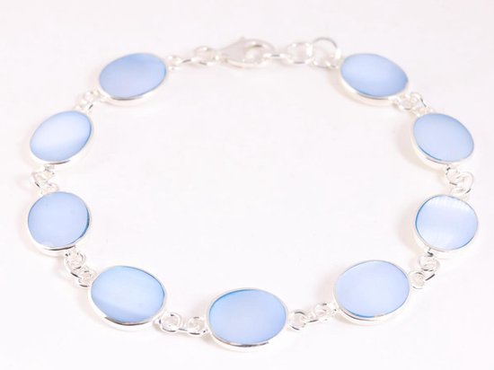 Zilveren armband met lichtblauwe schelp