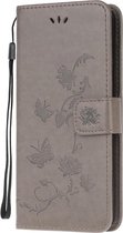 Samsung Galaxy S21 Ultra Hoesje - Coverup Bloemen & Vlinders Book Case - Grijs