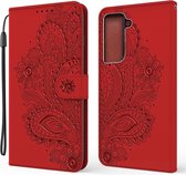 Bloemen Book Case - Samsung Galaxy S21 Plus Hoesje - Rood