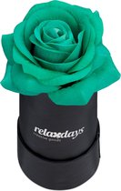 Relaxdays flowerbox - rozenbox - 1 roos in box - zwart - decoratie - kunstbloem - turkoois
