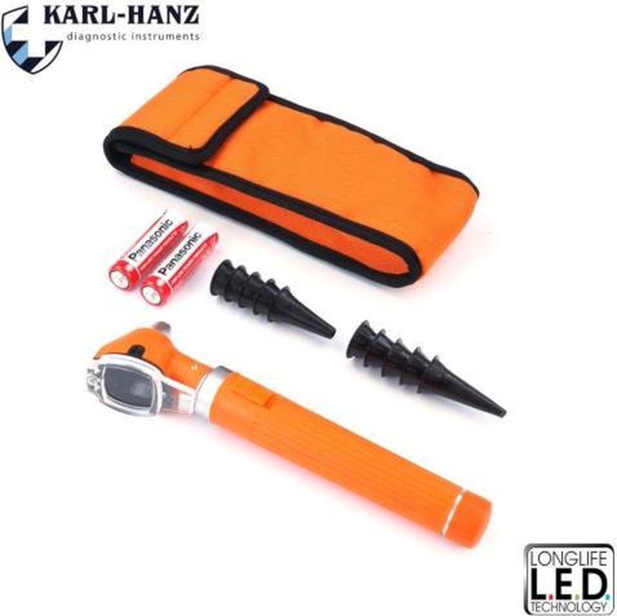 Goedkoopste Fiber Optic Otoscoop oranje met LED verlichting
