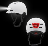 Fietshelm met ingebouwde LED verlichting |SMART helm| fiets, step| Maat = M | Kleur = wit| Oplaadbaar!