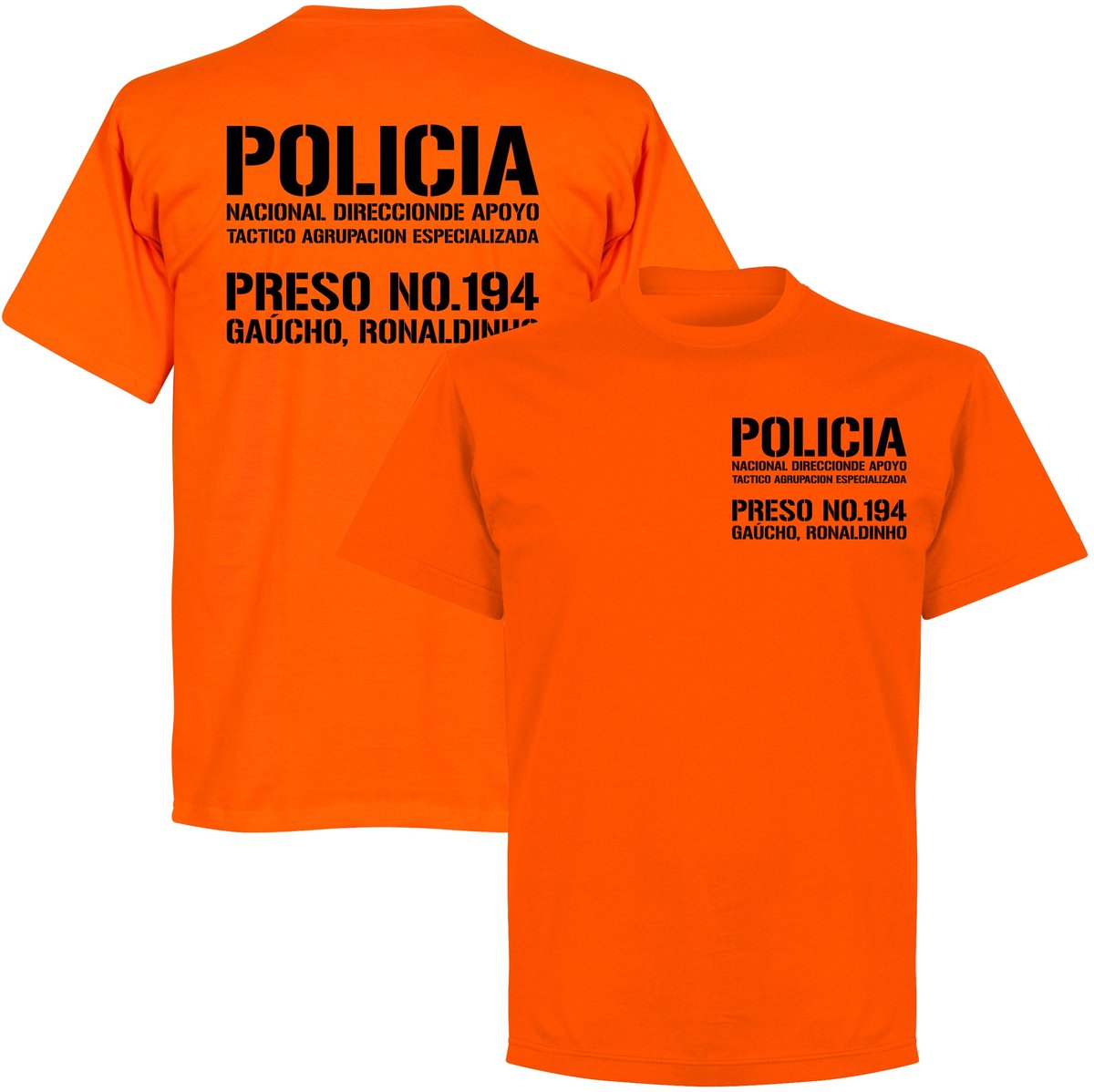 Ronaldinho Prison T-shirt - Oranje - XL