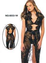 Lingeriesetje met vestje en korte mouwen one size Bordeaux rood
