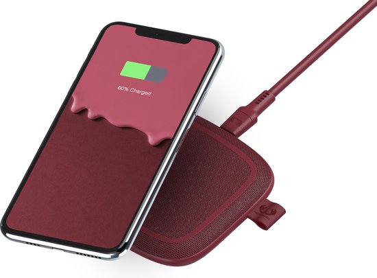 Qi Wireless Charging Pad 10W Draadloze Oplader + 18W Adapter USB-A Kabel 1,5m – Fresh ’n Rebel Base Ruby Red