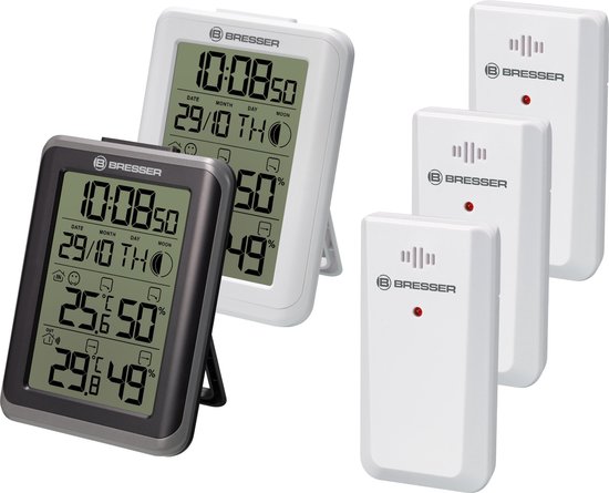 Foto: Bresser weerstation thermo en hygrometer myclimate combipack incl 2 basisstations 3 sensoren
