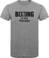 T-shirt  - Sport T-shirt - Gym T-shirt - Boxing - Work Out - Lifestyle T-shirt  Casual T-shirt - S.Grey -  Boxing Is My Therapy -  L