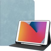 Luxe Lederen iPad 10.2 2020 Hoes Book Case Hoesje - Met Uitsparing Voor Apple Pencil - Licht Blauw