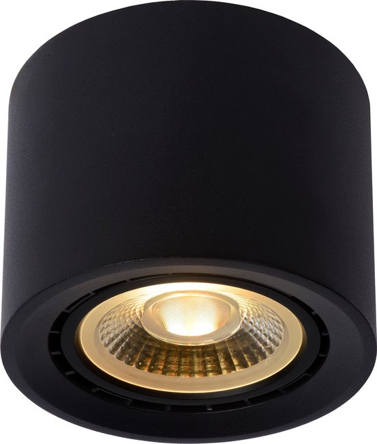 Lucide FEDLER - Spot plafond - Ø 12 cm - LED Dim to warm - GU10 - 1x12W 2200K/3000K - Noir