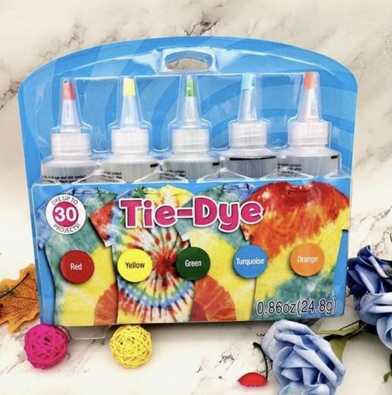 Tie-Dye kit van hoge kwaliteit Kit 3 - Complete kit van 5 kleuren textiel - Tie Dye set - Tie Dye verf premium kwaliteit