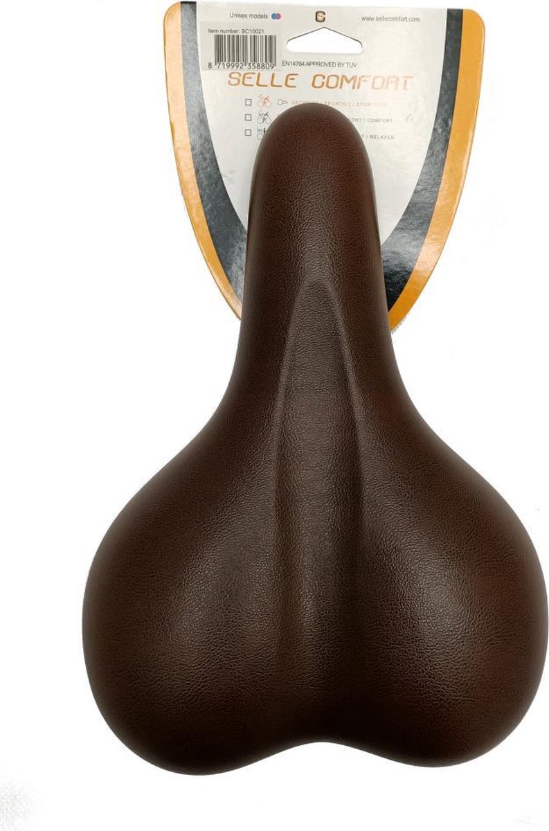 Selle Comfort zadel bruin gel, zonder strop (hangverpakking)