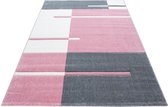 Modern laagpolig vloerkleed Hawaii - roze - 80x300 cm