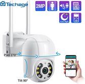 Beveiligingscamera Techage 1080P 2MP Outdoor Speed Dome Draadloze PTZ IP-camera WIFI Tweerichtingsaudio AI Mensendetectie Onvif-beveiliging CCTV-bewaking - 1080P 2A Adapter