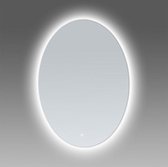 Saniclass Select spiegel ovaal 60x80cm met geborsteld aluminium zijden inclusief LED verlichting met touchscreen schakelaar