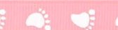 SR1201-02 Ribbon 10mm 20mtr B-02 pink with white baby feet