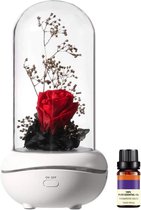 Aroma Diffuser Eternal Roos met een GRATIS Essentiële olie - Aromatherapie - 7 kleuren LED - Aroma Diffuser Flower - Aromatherapie - Oplaadbaar- Cadeau - Rood - Relax - SPA