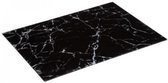 Glazen Snijplank - Marmeren Motief: 40 x 30 cm - UV Gelaagd Glas - Dienblad - Anti-Slip - Zwart