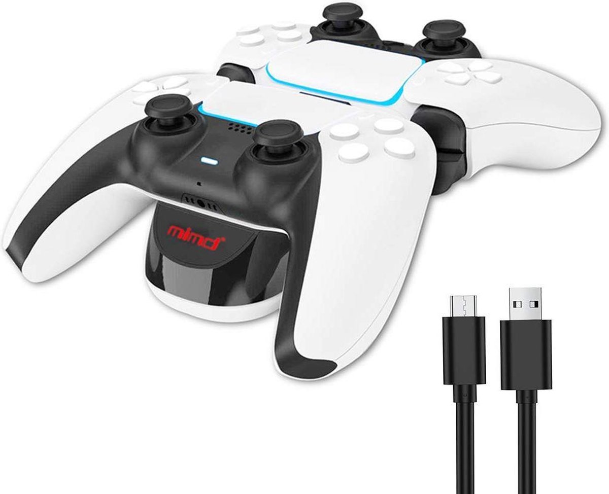 DualSense Oplaadstation Voor PlayStation 5 - Voor 2 Controllers - Zwart/Wit