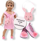 Poppenkleding meisje - 4-Delig - Baby Born kleertjes o.a. - Poppenkleertjes 43 cm - Jurkje/Tasje en Schoenen - Gratis verzending