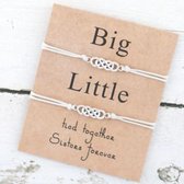 Big - little armband - sisters - vrienden - 2 stuks - wit - hanger infinity