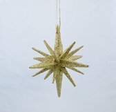 Kerstboomhanger ster, glitter goud: Ø 12 cm: kunststof