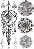 Temporary tattoo | tijdelijke tattoo | fake tattoo | mandala's  en dromenvanger | 150 x 210 mm
