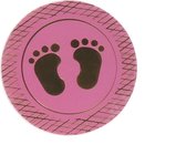 onderzetters geboorte meisje roze met goeden voetjes 10 stuks 10 cm rond - baby shower