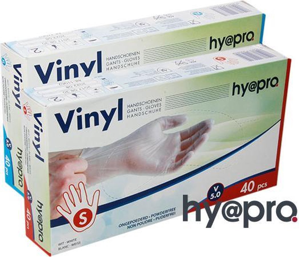 Hy@pro handschoen wit gepoederd vinyl maat S 100 stuks in doos | bol.com