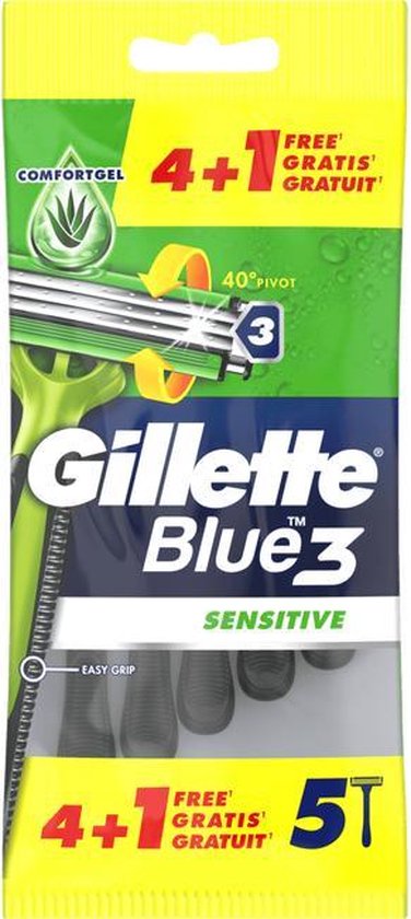 Gillette Blue 3 Sensitive - 5 stuks - Huid - Wegwerp Mesjes Mannen | bol.com