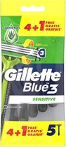 Gillette Blue 3 Sensitive - 5 stuks - Gevoelige Huid - Wegwerp Mesjes Voor Mannen