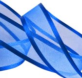 Organza Lint Satijnrand 22mm (2,2cm) | Donker Blauw | Organza Satijnlint | Luxe Kwaliteit | Geboorte Baby Lint | Cadeau lint | Rol van 22,85 Meter
