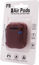 Airpods 1/2 silicone bescherm case met clip - BRUIN-BROWN