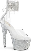 Pleaser Sandaal met enkelband, Paaldans schoenen -41 shoes- BEJEWELED-724RS Paaldans schoenen Zilverkleurig