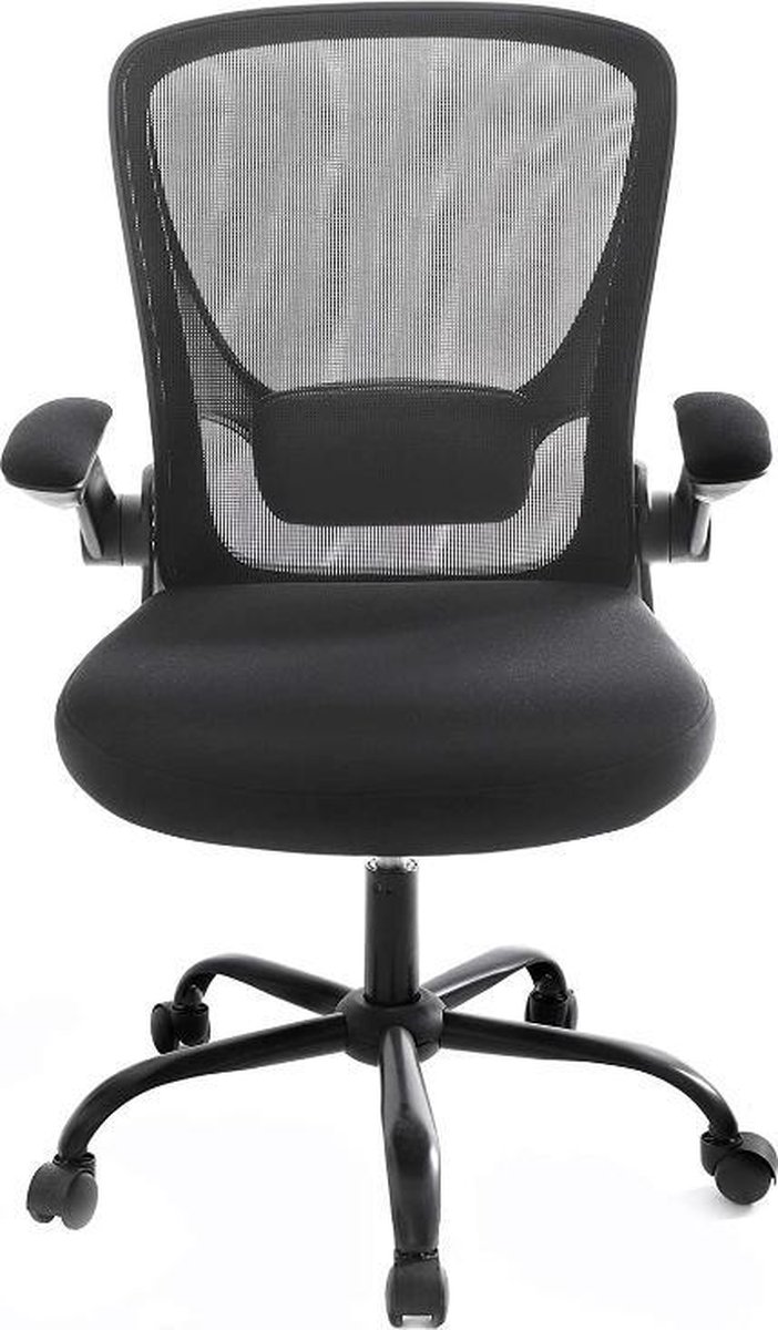 Bureaustoel - Met opklapbare armleuningen - Schuim - Zwart - 66x60x107 - Merkloos