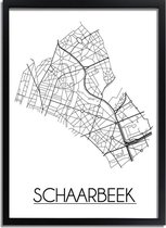 Schaarbeek Plattegrond poster A2 + Fotolijst Zwart (42x59,4cm) - DesignClaud