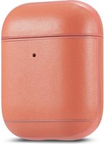 AirPods hoesjes van By Qubix - AirPods 1/2 hoesje Genuine Leather Series - hard case - roze