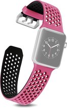 Apple watch 42mm / 44mm bandje met gaatjes - Roze met zwart - 2 kleuren