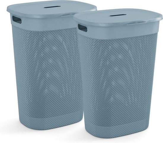 Curver Filo Wasmand met deksel 55L - Blauw/Grijs | Leen Bakker