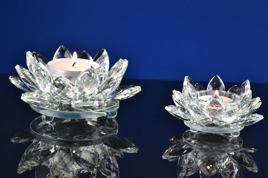 Kristallen waxine kandelaar lotus bloem groot prijs per stuk