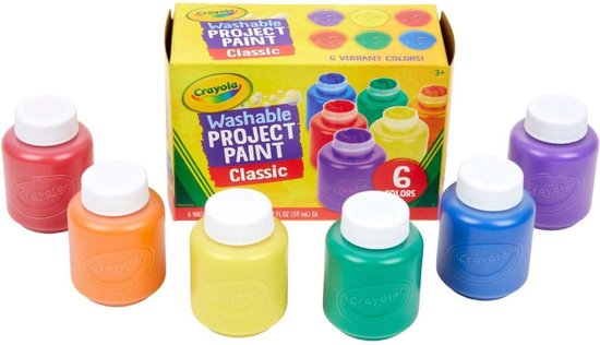 Crayola - Afwasbare Verf voor Kinderen - 6 Stuks - Primaire kleuren | bol