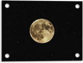Tuinposter – Maan tussen de Sterren - 40x30cm Foto op Tuinposter  (wanddecoratie voor buiten en binnen)