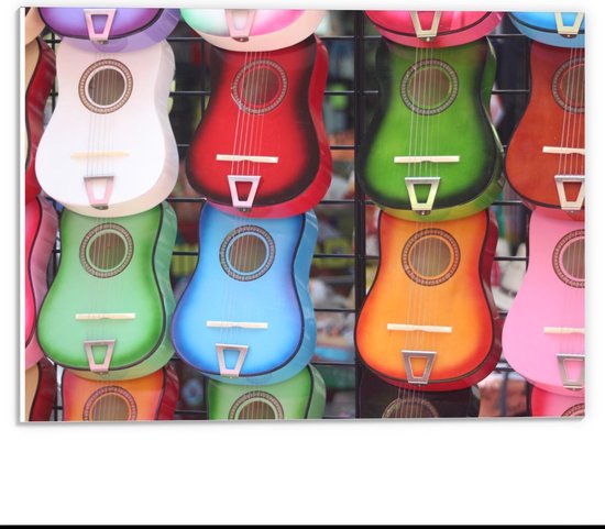 Forex - Gekleurde Ukeleles - 40x30cm Foto op Forex