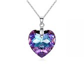 Semyco® Ketting dames zilver - Swarovski Hartje Blauw Paars - 40 cm - Cadeau vrouw verjaardag