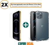 Fooniq Anti Shock Hoesje Transparant 2x + Screenprotector 2x - Geschikt Voor Apple iPhone 12 Pro Max