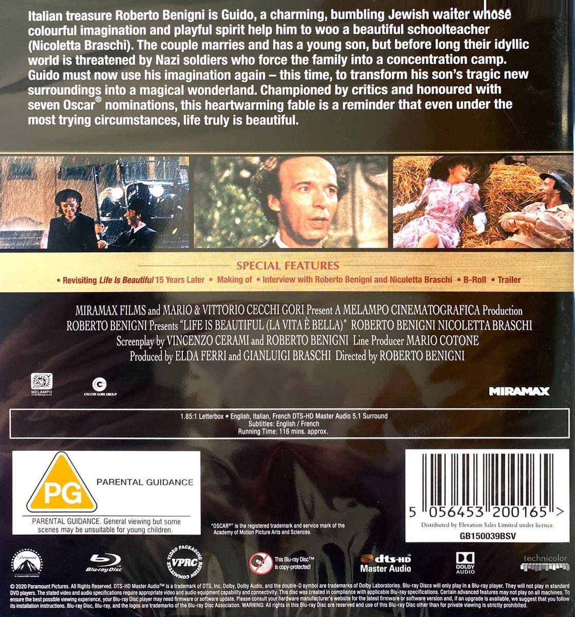 La vita è bella Life Is Beautiful [Bluray] [1997] (Bluray) Dvd's