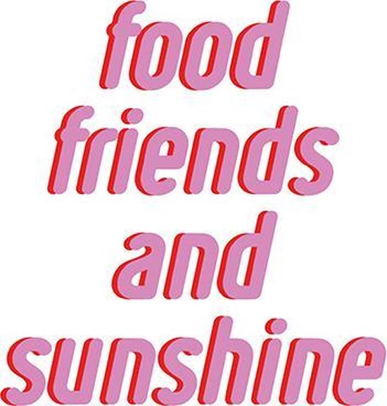 Poster Food, Friends And Sunshine - 30x40 cm Met Fotolijst - Quote Poster - Ingelijst - WALLLL
