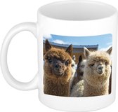 Dieren alpaca foto mok 300 ml - cadeau beker / mok alpacas liefhebber