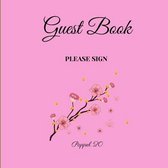 Guest Book- Pink and Flower - For any occasion - 66 color pages -8.5x8.5 Inch